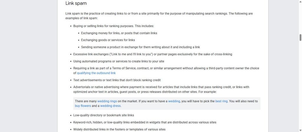 Google Search Central spam policies documentation, link spam section