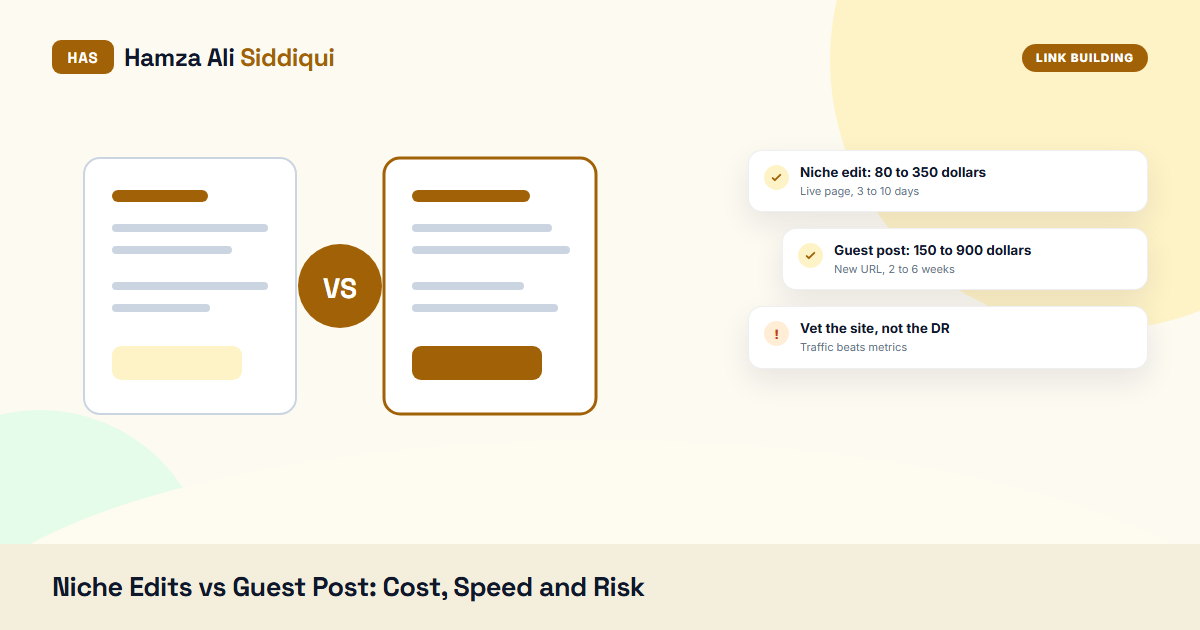 Niche Edits vs Guest Post: Cost, Speed and Risk Compared